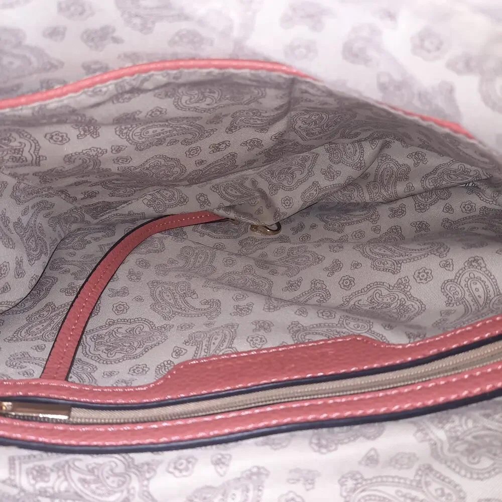 Simply Noelle Womens Coral Satchel Laptop Tote Zip Compartments and Pockets